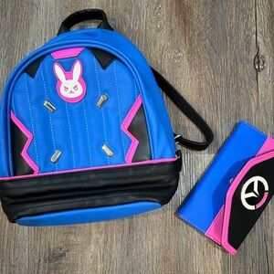 Official Overwatch D.Va Mini Backpack & Wallet Like New